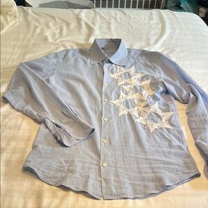 Malo Light Blue Shirt with White Embroidery